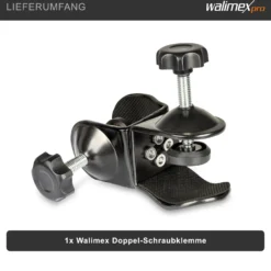 Walimex Doppel-Schraubklemme 110 x 120 x 100 mm für Rohre und Stangen bis 35 mm zwei stabile Schraubzwingen