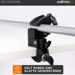 Walimex Doppel-Superklemme 100 x 100 x 180 mm mit 5/8 Spigot, Klemmbereich 10-60 mm