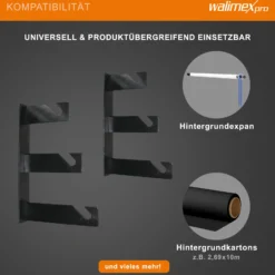 Walimex 2er-Set von 3-fach Hintergrundhaken - 210 x 40 x 330 mm - Belastbarkeit je Haken 6 kg - aus Metall - für Wand und Decke - Fotostudio Fotozubehör Kamera Zubehör für Fotohintergrund