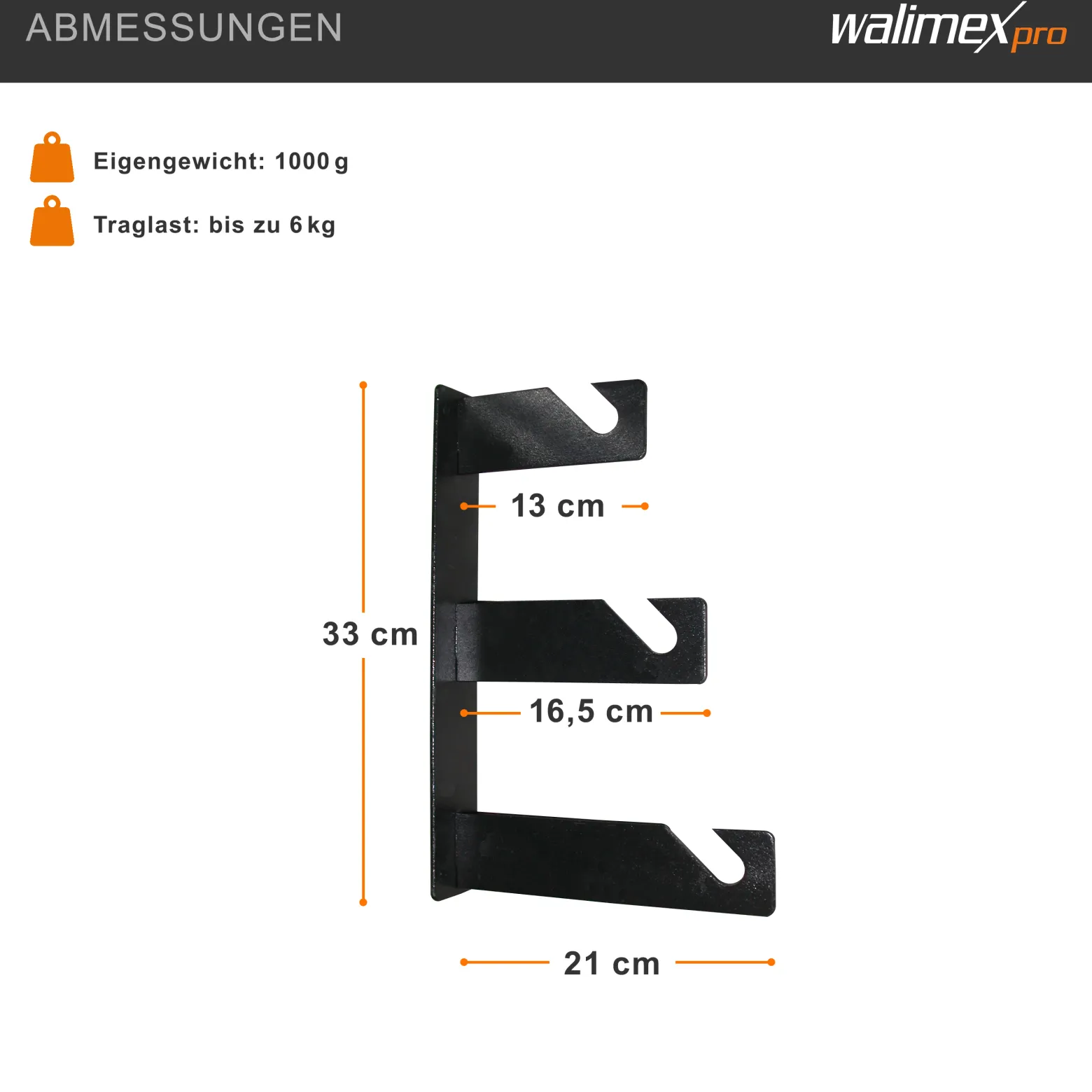 Walimex 2er-Set von 3-fach Hintergrundhaken - 210 x 40 x 330 mm - Belastbarkeit je Haken 6 kg - aus Metall - für Wand und Decke - Fotostudio Fotozubehör Kamera Zubehör für Fotohintergrund
