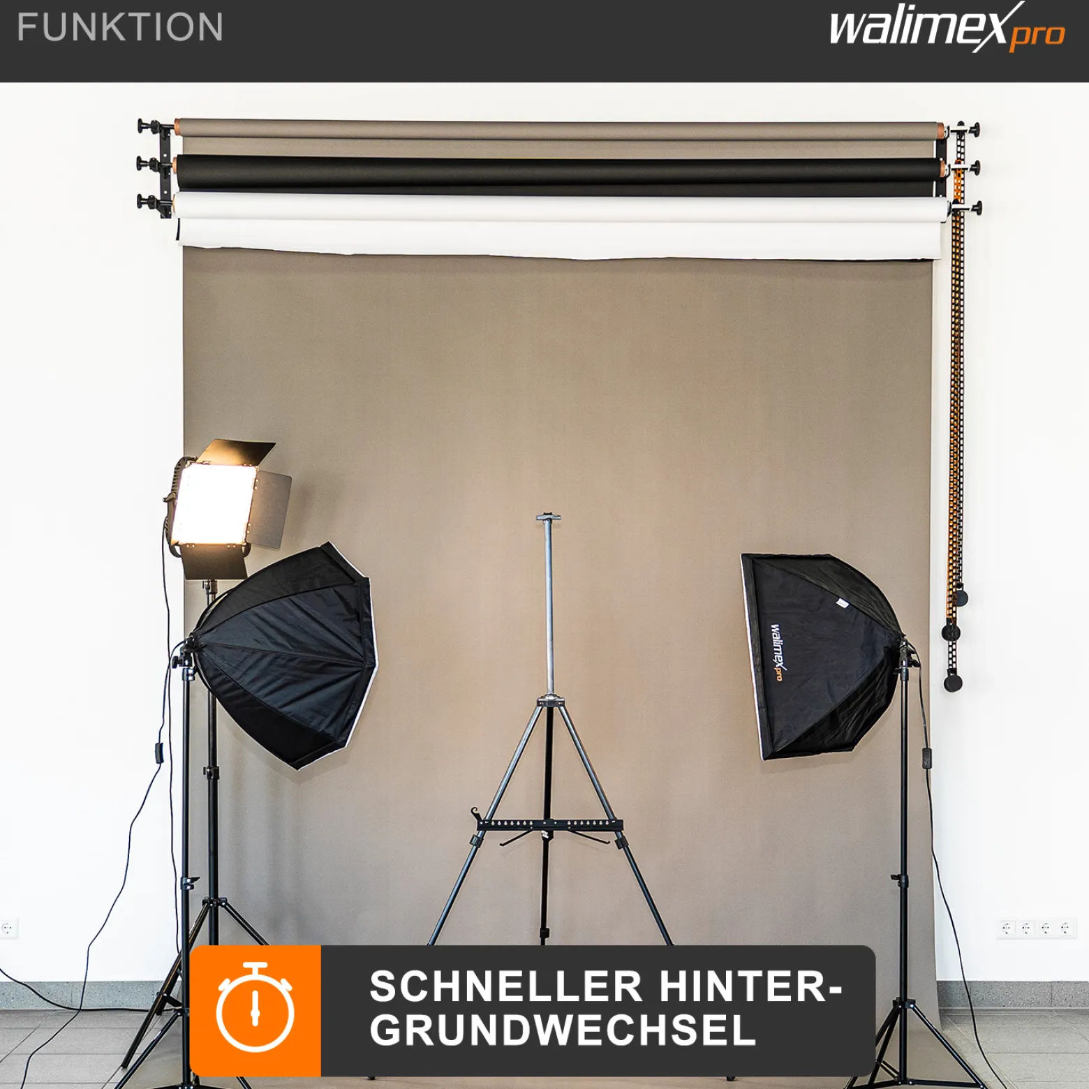Walimex 2er-Set von 3-fach Hintergrundhaken - 210 x 40 x 330 mm - Belastbarkeit je Haken 6 kg - aus Metall - für Wand und Decke - Fotostudio Fotozubehör Kamera Zubehör für Fotohintergrund