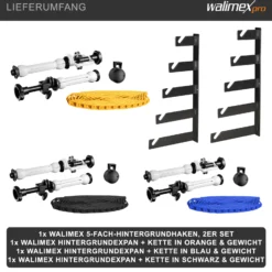 Walimex 3-fach Hintergrund Wandmontageset Mehrfarben, mit 3 Expan Paaren und 2 Hintergrundhaken, für 3 Papierhintergründe, Wand- und Deckenmontage, bis 6 kg belastbar