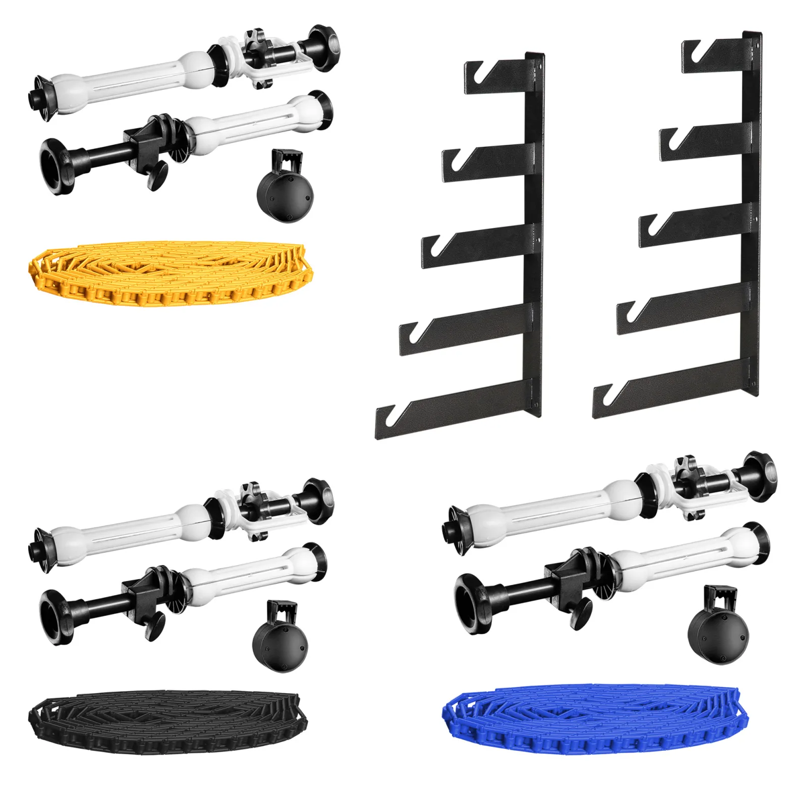 Walimex 3-fach Hintergrund Wandmontageset Mehrfarben, mit 3 Expan Paaren und 2 Hintergrundhaken, für 3 Papierhintergründe, Wand- und Deckenmontage, bis 6 kg belastbar