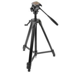 Walimex FW-3970 Semi-Pro Stativ mit Neiger, Kamerastativ höhenverstellbar bis 172 cm, Fotostativ belastbar bis 4 kg, Dreibeinstativ mit Stativkopf, 2 Wasserwaagen, Libelle, Schnellwechselplatte