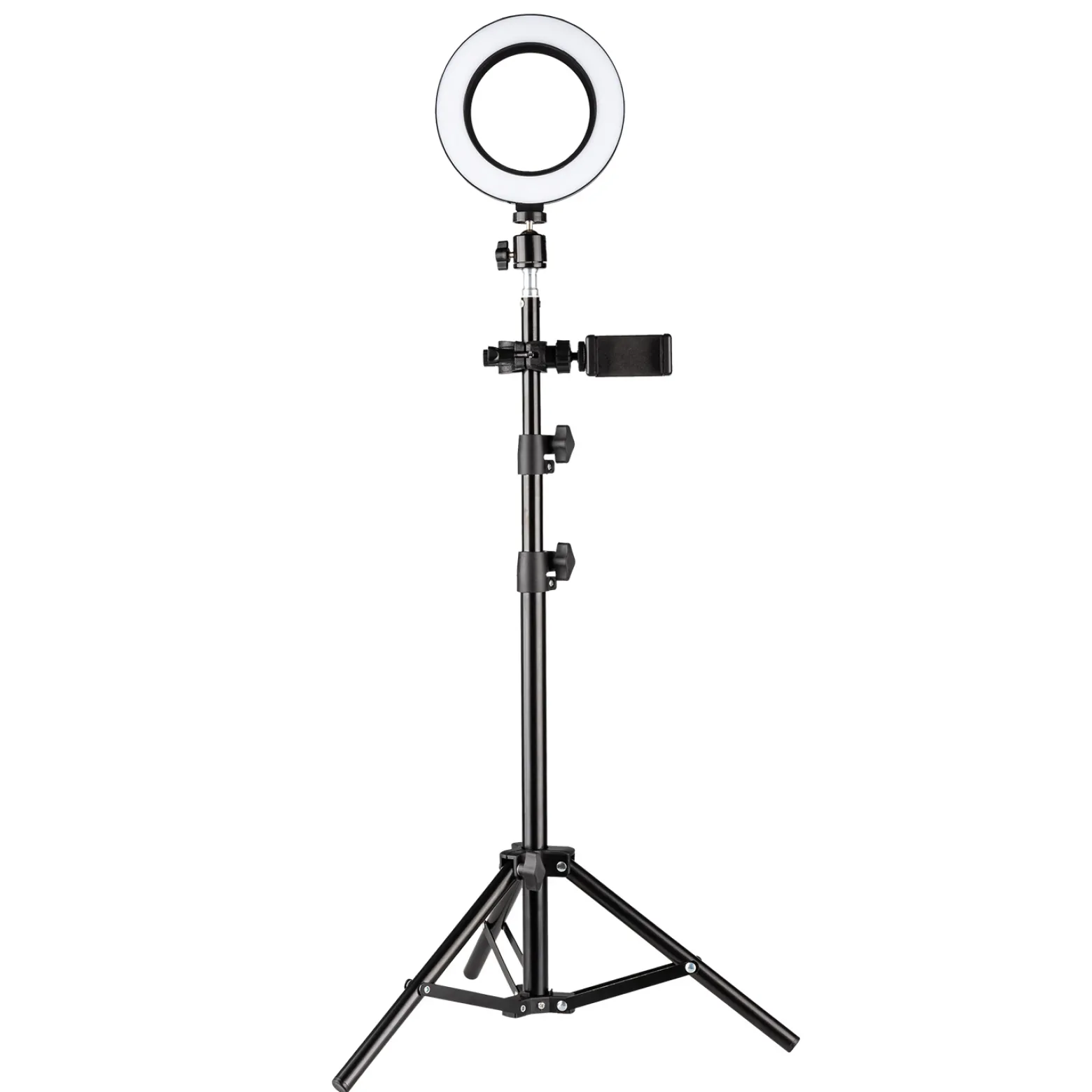 Walimex Greenscreen Komplettset, Green Screen Studio inkl. Stativ, Ringleuchte, Mikrofon, Videostudio Hintergrund mit Smartphone-Halter