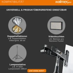 Walimex 4 in 1 Studioklemme 170 x 110 x 90 mm mit 5/8 Spigot, 1/4" und 3/8" Gewinde Klemmbreite max. 4,5 cm