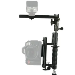Walimex Klapp Blitzschiene mit Teleskop Arm - 280 x 155 x 79 mm - mit 1/4" Anschluss, Blitzschuh, Schnellwechselplatte mit 1/4" Gewinde und Tasche - Foto Studio Equipment