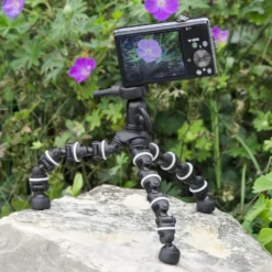 Walimex Multiflex-Stativ 16,5 cm flexibel biegbar Mini Stativ mit Schnellwechselplatte 1/4 Zoll, belastbar bis 750 g, Tischstativ für Kompaktkamera und Actioncam