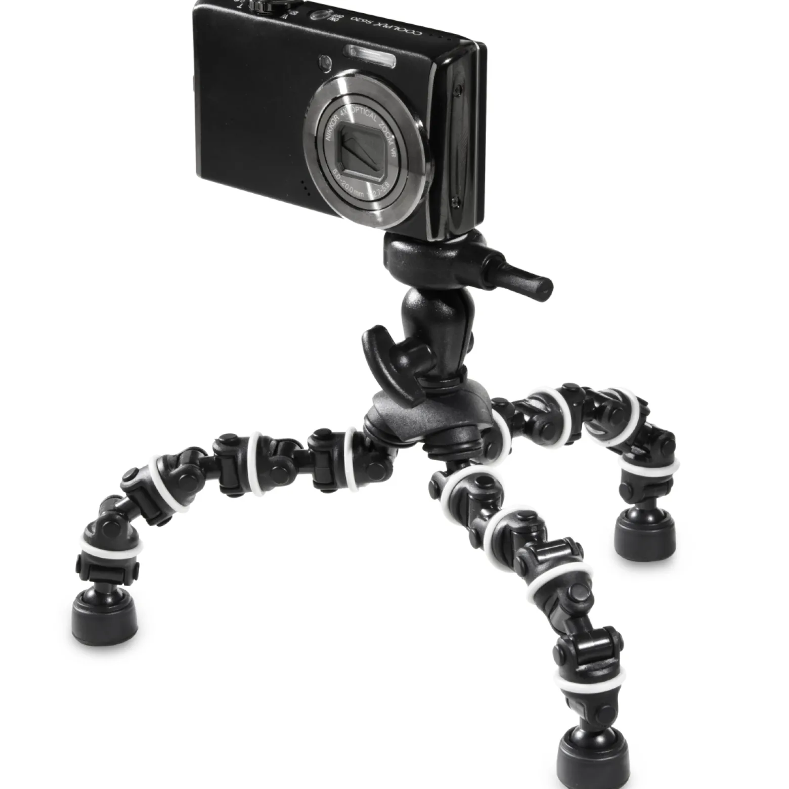 Walimex Multiflex-Stativ 16,5 cm flexibel biegbar Mini Stativ mit Schnellwechselplatte 1/4 Zoll, belastbar bis 750 g, Tischstativ für Kompaktkamera und Actioncam