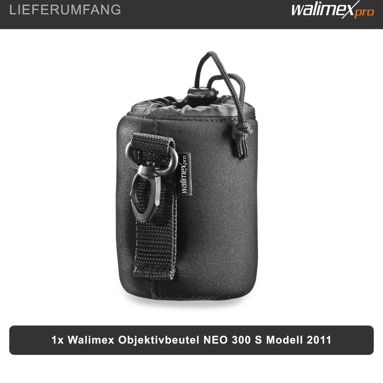 Walimex Objektivbeutel NEO 300 Modell 2011, Größe S / 7 x 7 x 10 cm, aus Neopren, wasserabweisend, mit Tunnelzug, für Kameraobjektive, Objektiv Köcher für Foto Studio Shooting