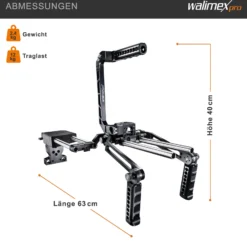 Walimex pro Action-Set Video Rig Mutabilis - aus Luftfahrtaluminium - inkl. Schulterstütze, Top Handle, Basiseinheit und Zubehör - Kamerakäfig Rahmen - Kamerazubehör