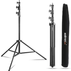 Walimex pro AIR 290 Deluxe Lampenstativ 2er-Set max. Höhe 290 cm, Lichtstativ mit Luftfederung, Blitzstativ mit 7 kg Traglast, Leuchtenstativ aus Aluminium, Dreibeinstativ für Fotostudio und Outdoor