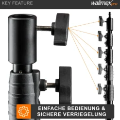 Walimex pro AIR Jumbo 600 Lampenstativ max. Höhe 600 cm, Lichtstativ mit 22,5 kg Traglast und Luftdämpfung, Blitzstativ aus Aluminium, Dreibeinstativ für Fotostudio, Film, Bühne und Outdoor