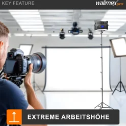Walimex pro AIR Jumbo 600 Lampenstativ max. Höhe 600 cm, Lichtstativ mit 22,5 kg Traglast und Luftdämpfung, Blitzstativ aus Aluminium, Dreibeinstativ für Fotostudio, Film, Bühne und Outdoor