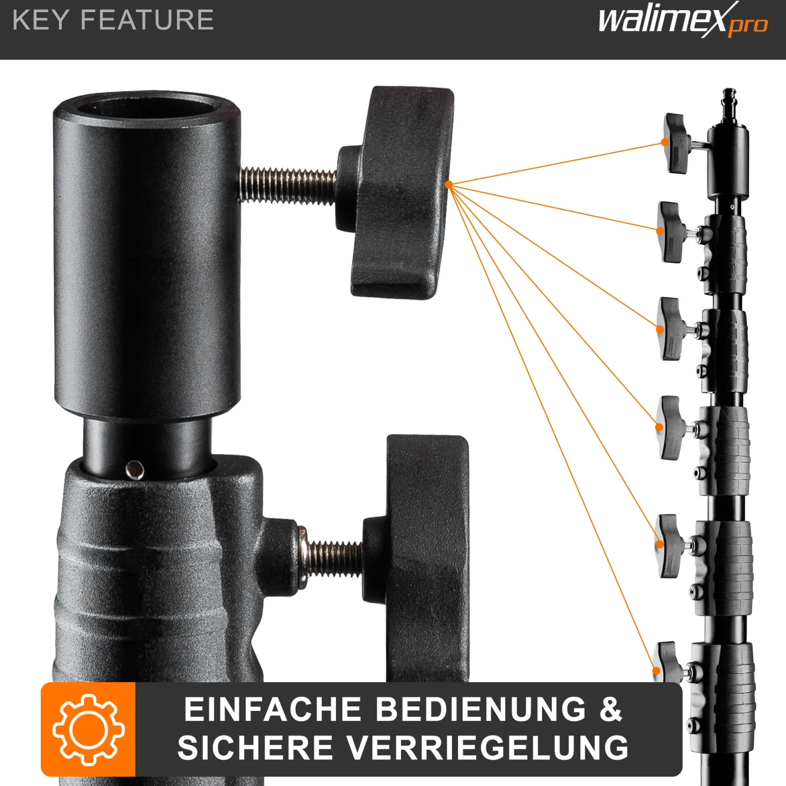 Walimex pro AIR Jumbo 730 Lampenstativ max. Höhe 730 cm, Lichtstativ mit 22,5 kg Traglast und Luftdämpfung, Blitzstativ aus Aluminium, Dreibeinstativ für Fotostudio, Film, Bühne und Outdoor