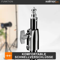 Walimex pro AIR 355 Lampenstativ max. Höhe 355 cm, Lichtstativ mit Luftfederung, Blitzstativ mit 8 kg Traglast, Dreibeinstativ aus Aluminium, Leuchtenstativ für Fotografie, Studio und Outdoor