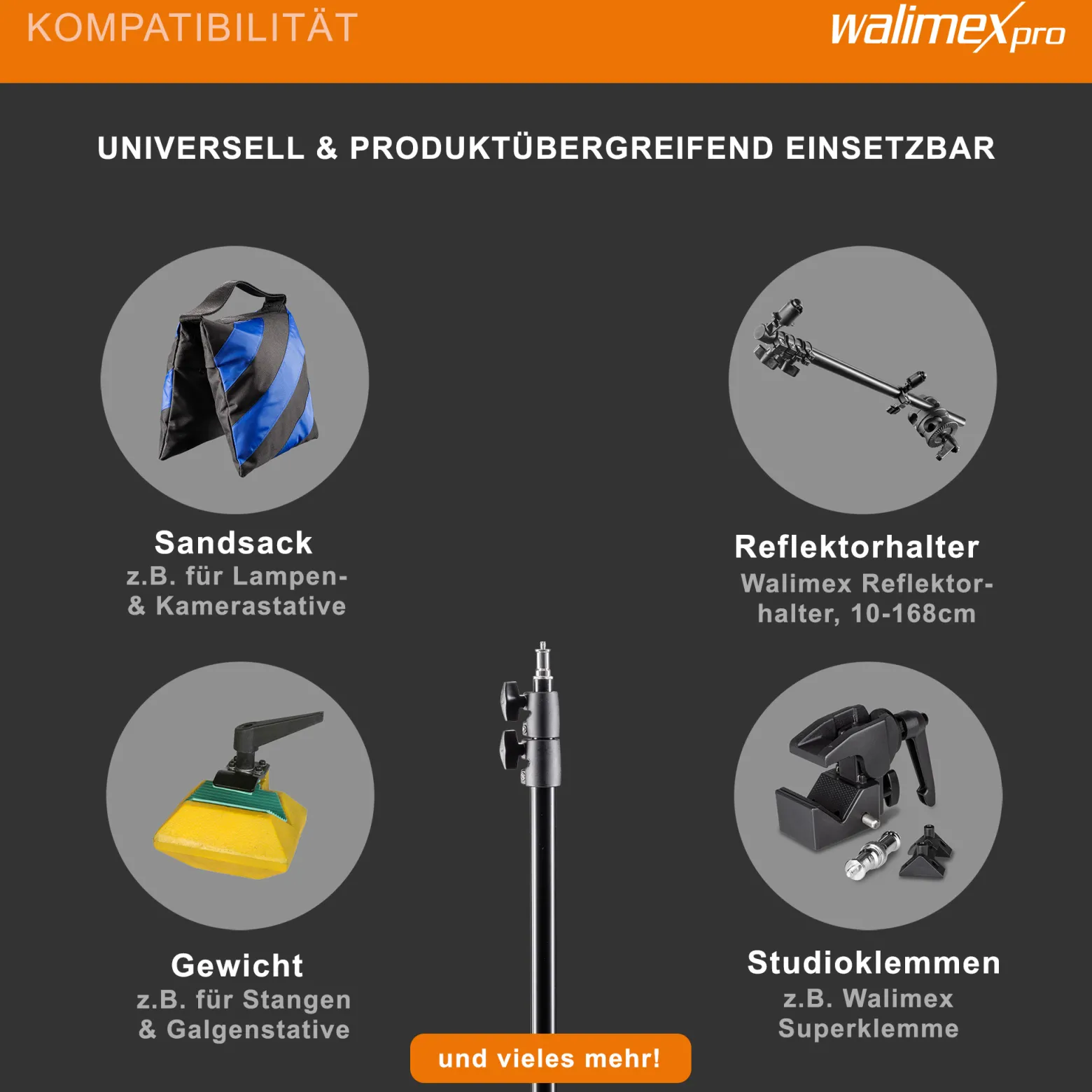 Walimex pro AIR 200 Lampenstativ höhenverstellbar bis 200 cm, Lichtstativ aus Aluminium mit Luftfederung, Blitzstativ bis 4,5 kg Traglast, Leuchtenstativ mit Tasche für Fotostudio und Outdoor