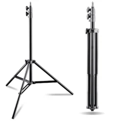 Walimex pro AIR 200 Lampenstativ 2er-Set höhenverstellbar bis 200 cm, Lichtstativ aus Aluminium mit Luftfederung, Blitzstativ bis 4,5 kg Traglast, Leuchtenstativ mit Tasche für Fotostudio und Outdoor