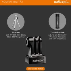 Walimex pro Aluminium Stativadapter - 23 x 25 x 38 mm - aus eloxiertes Aluminium - 1/4 Zoll auf Mount - kompatibel mit GoPro, für Hero 11 10 9 8 7 6 5 4 3+, Session und andere Action Cams