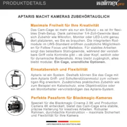 Walimex pro Aptaris Blackmagic Cinema Set Video Cage Rig System (inkl. Rodmodul 15 mm) für BMC - aus Alu und Stahl - Kamerakäfig Rahmen kompatibel mit vielen Marken - Kamerazubehör