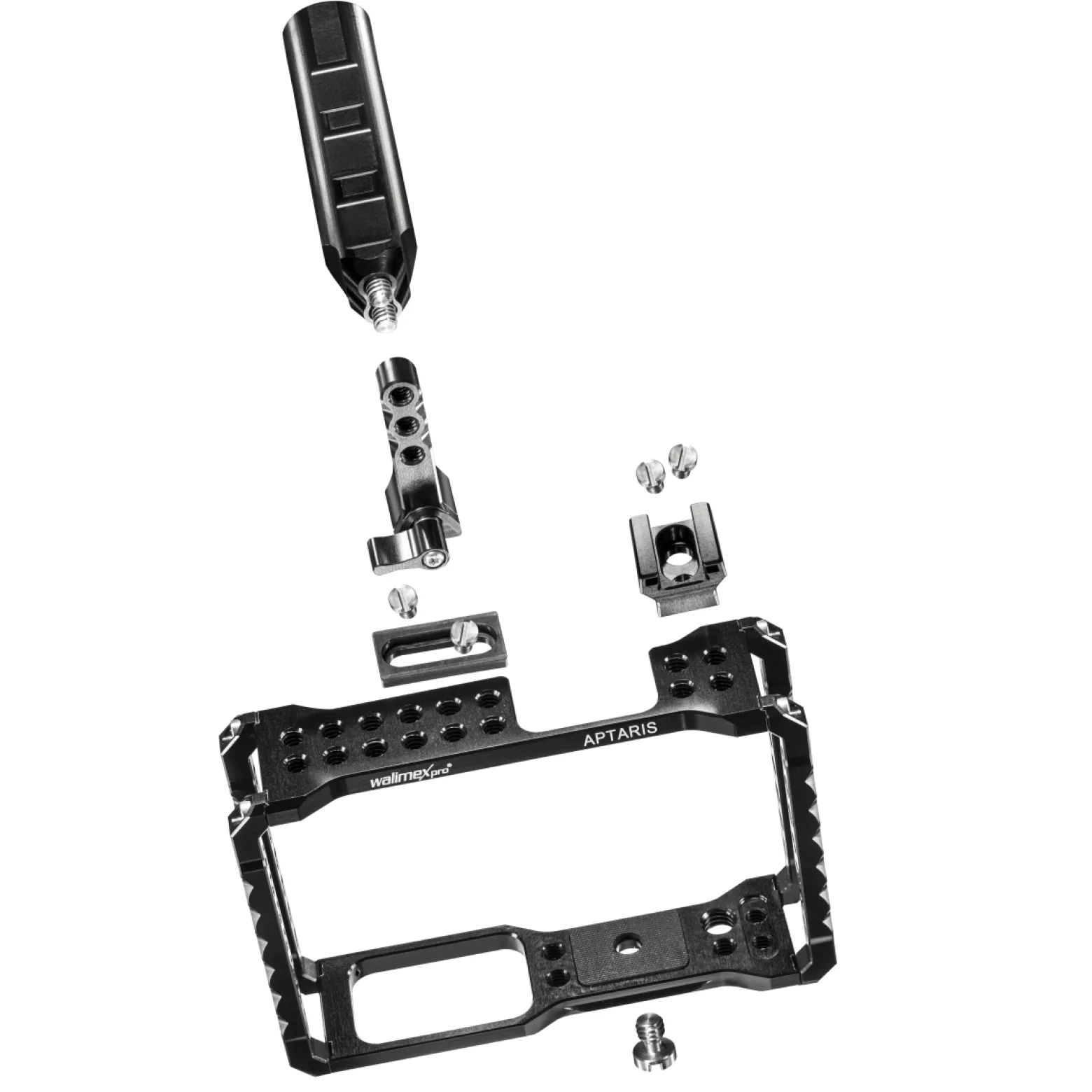 Walimex pro Aptaris Cage-System kompatibel mit Olympus OM-D E-M5 - zahlreiche 1/4" Gewinde - Kamerakäfig Rahmen - Kamerazubehör Studio On Location