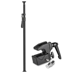 Walimex pro Autopole 220-380 cm inkl. Superklemme und Spigot – 45 x 127 x 2160 mm – max. Traglast 15 kg – Aluminium – für Hintergründe, Leuchten – zum Einspannen zwischen Boden und Decke