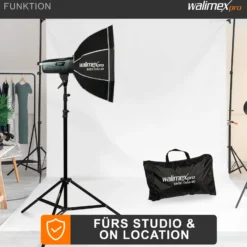 Walimex pro Basic Softbox Octagon 60cm, um 360° drehbar, inkl Front- und Zwischendiffusor, Transporttasche, Bowens Adapter, ideal für Produkt- und Peoplefotografie