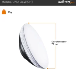 Walimex pro Beauty Dish Diffusor Ø 70 cm Lichtdiffusor für weiches gleichmäßiges Licht im Studio
