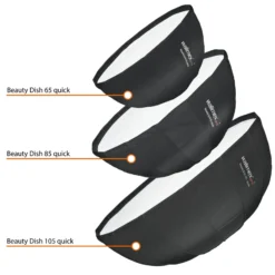 Walimex pro Beauty Dish Softbox - Ø1050 x 460 mm - Quick Assembly QA105 - faltbar, mit Grid, Innen- und Außendiffusor, Tasche - Fotografie für Speedlite Aufsteckblitz Studioblitz