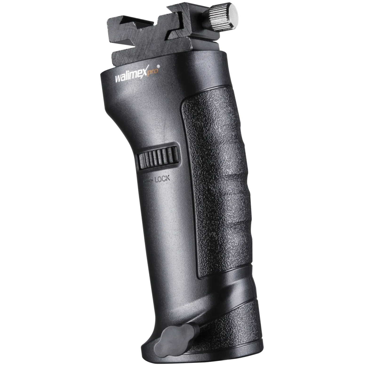 Walimex pro Blitzhalter Shooter - 128 x 46 x 310 mm - 5/8" Spigot - 360° Blitzschuh - Komfortabel und ergonomisch - Halterung Handgriff für Kamera Foto Studio Systemblitze