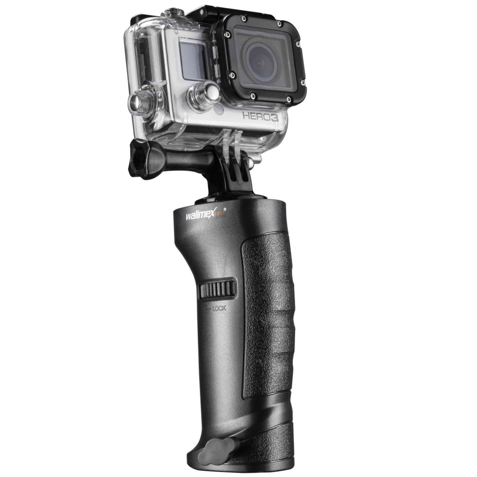 Walimex pro Blitzhalter Shooter - 128 x 46 x 310 mm - 5/8" Spigot - 360° Blitzschuh - Komfortabel und ergonomisch - Halterung Handgriff für Kamera Foto Studio Systemblitze