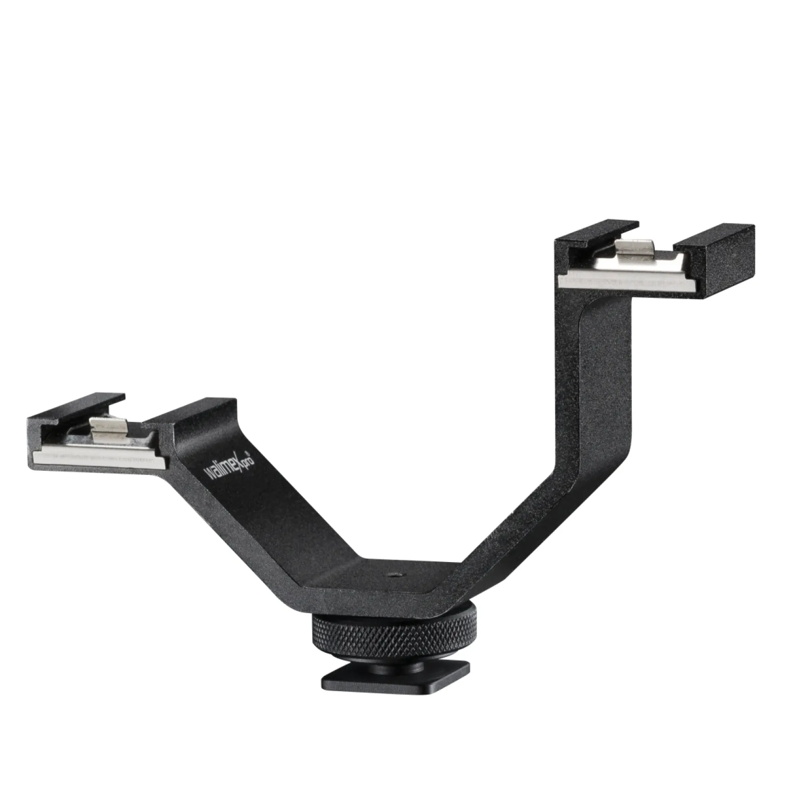 Walimex pro Blitzschiene V-Rail - 110 x 72 x 25 mm - mit 2 Anschlüssen - zum Anbringen von Zubehör, Blitzen, Mikros am Blitzschuh - Kamera Blitzschuhadapter schwarz