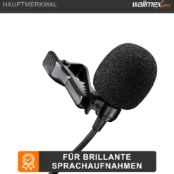 Walimex pro Boya M3 Ansteckmikrofon für USB C, leistungsstarkes Lavaliermikrofon 50 Hz-20 kHz, externes Mitkrofon mit USB-Adapterkabel, Lavalier-Mic für Video- und Audioanwendungen