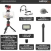 Walimex pro Boya VG350 Smartphone Video Kit - 100 x 26 x 26 mm / 2 kg Tragkraft - mit Mikrofon, Stativ, Smartphone Halterung und Leuchte - Video Zubehör für Vlogging, Streaming