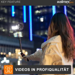 Walimex pro Boya VG350 Smartphone Video Kit - 100 x 26 x 26 mm / 2 kg Tragkraft - mit Mikrofon, Stativ, Smartphone Halterung und Leuchte - Video Zubehör für Vlogging, Streaming