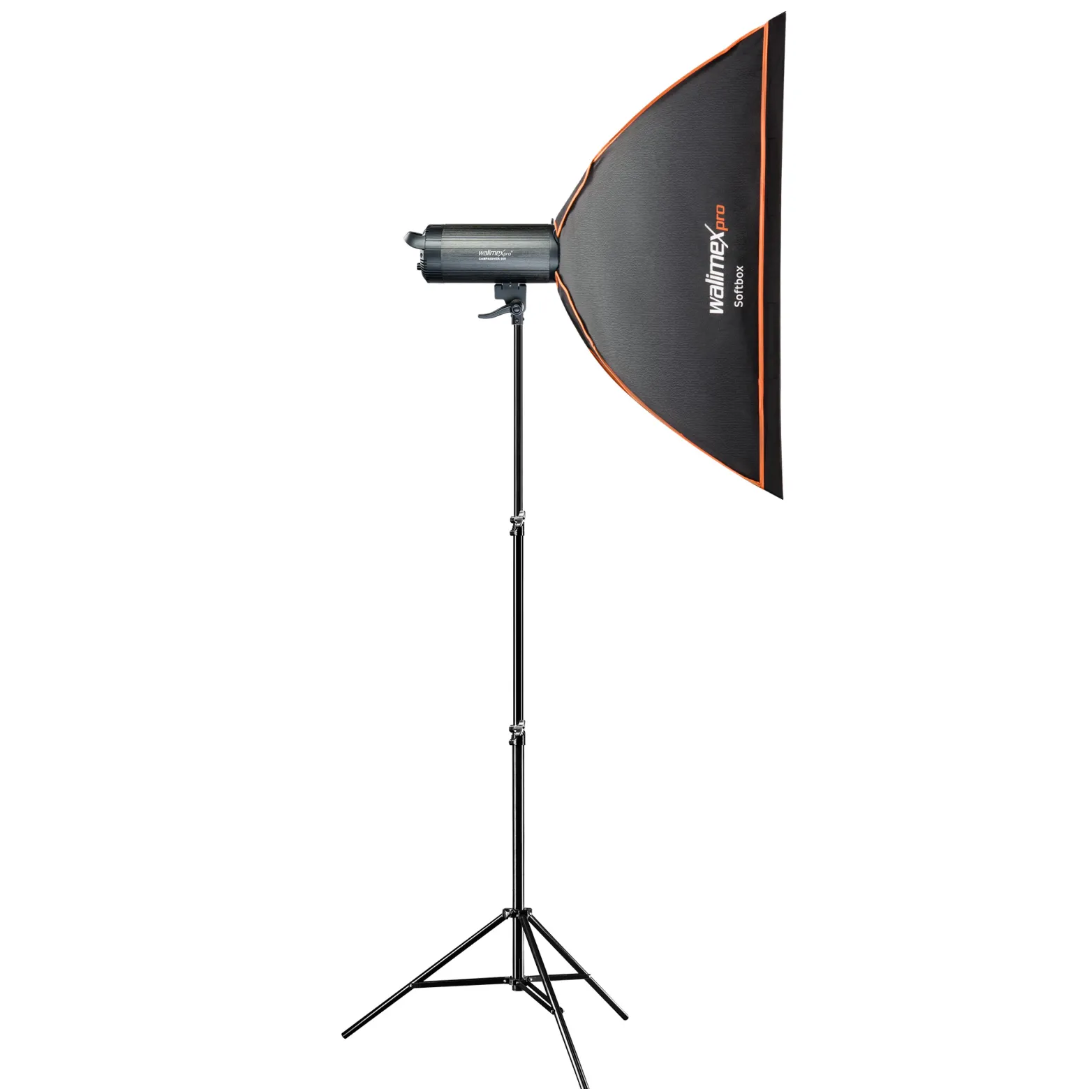 Walimex pro Campaigner 600 HS Set Single - Studioblitz mit 600 Ws Blitzleistung, Blitzgerät HS-Modus, 2,4 GHz Funk, mit Softbox 60 x 90 cm und Lampenstativ, inkl. Transporttasche