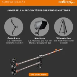 Walimex pro Carbon Kamera Jib Traveller 7.2 - 160 x 100 x 800 mm - ausziehbar 70-200 cm - mit 1/4“ Gewinden, Halbschalen Adapter, Tragetasche - schwarz