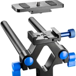 Walimex pro Cineast III Hand Schulter Videotripod für DSLRs Rig - 490 x 255 x 350 mm - Ergonomisch, Anpassbar & Komfortabel - Stativ ideal für Filmaufnahmen - schwarz/blau