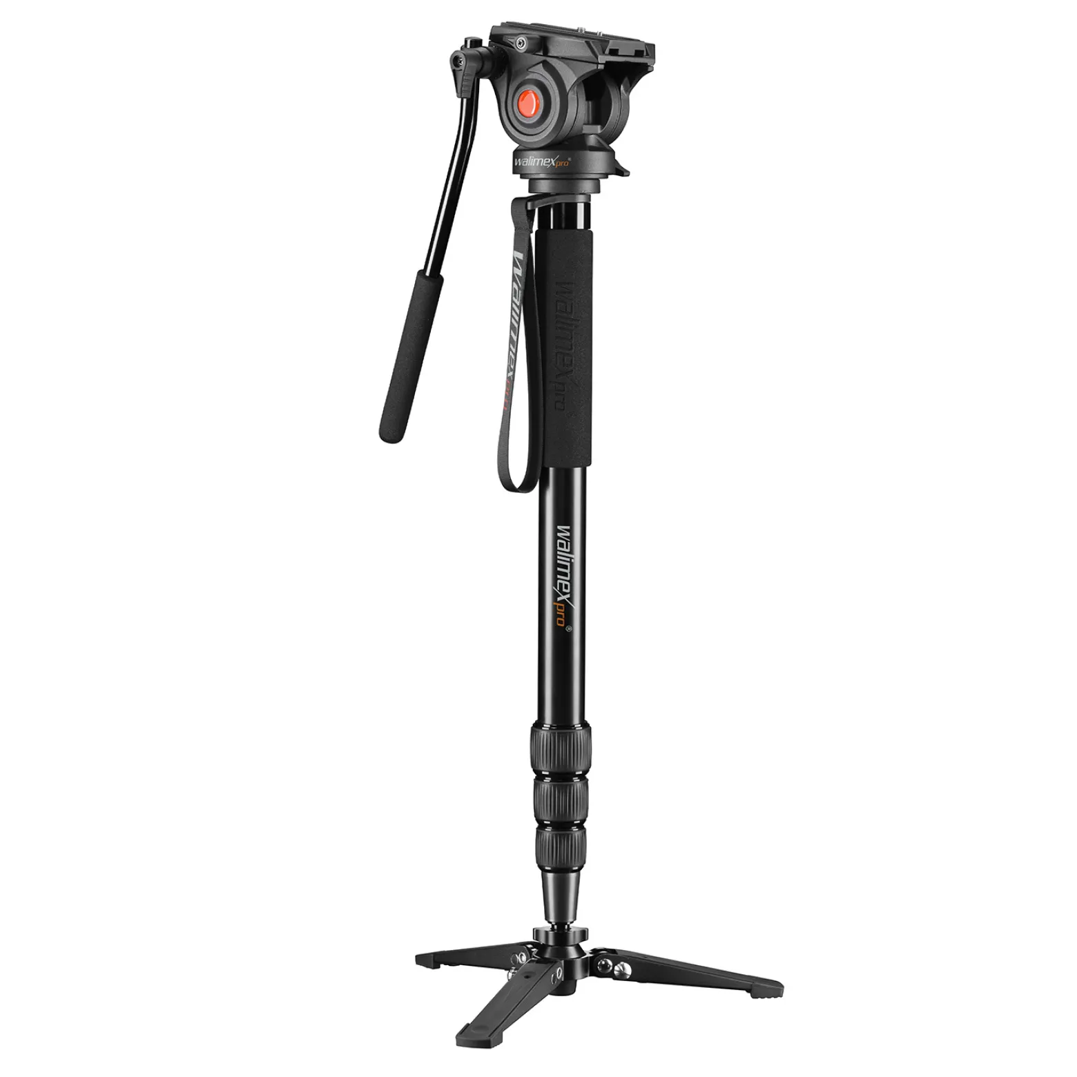 Walimex pro Cineast Mono Video Einbeinstativ höhenverstellbar bis 168 cm mit fluidgedämpftem 2-Wege Videoneiger