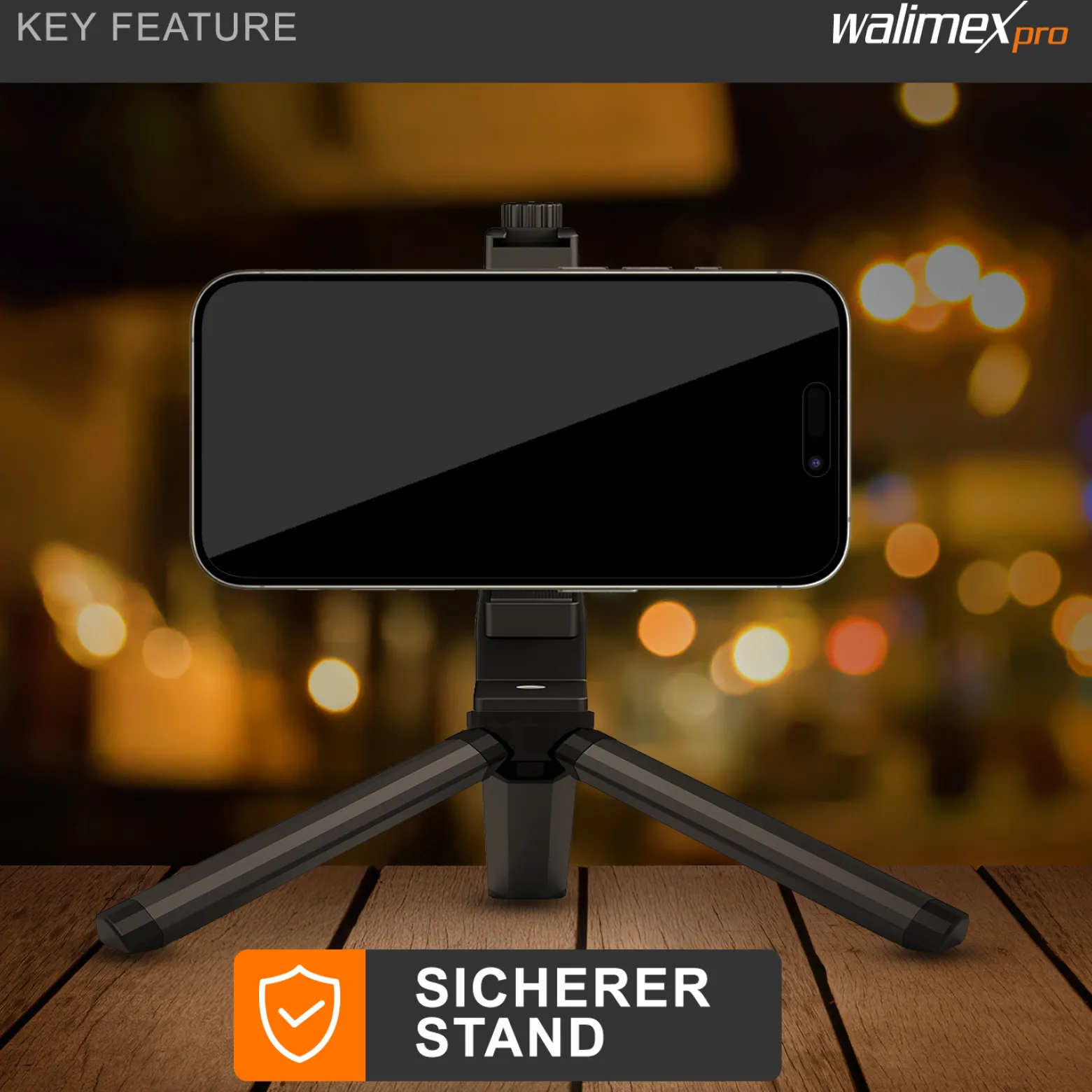 Walimex pro 12 cm Ministativ Premium Kompakt mit 1/4“ Anschluss, Mini Dreibein Kamerastativ bis 1,5 kg belastbar, Tripod Stativ für professionellen Gebrauch