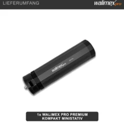 Walimex pro 12 cm Ministativ Premium Kompakt mit 1/4“ Anschluss, Mini Dreibein Kamerastativ bis 1,5 kg belastbar, Tripod Stativ für professionellen Gebrauch
