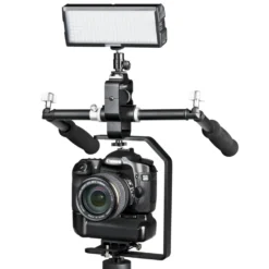 Walimex pro 192 Daylight LED Videoleuchte 11,5 W, On-Camera Studioleuchte mit Tageslicht LEDs, hochwertiges Streaming Licht mit Akku, dimmbare Beleuchtung mit Soft Diffusor
