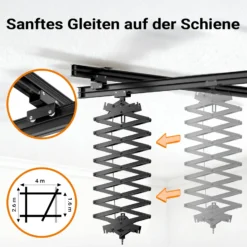 Walimex pro Deckenschienensystem 4 x 2,6 m Komplettset mit Schienen, 8 Deckenhaltern und 3 stufenlos ausziehbaren Scheren 40-215 cm bis zu 6 kg für effiziente Arbeit im Fotostudio freie Arbeitsfläche