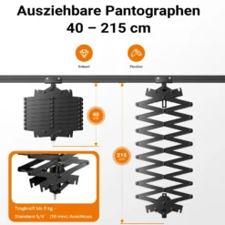 Walimex pro Deckenschienensystem 4 x 2,6 m Komplettset mit Schienen, 8 Deckenhaltern und 3 stufenlos ausziehbaren Scheren 40-215 cm bis zu 6 kg für effiziente Arbeit im Fotostudio freie Arbeitsfläche