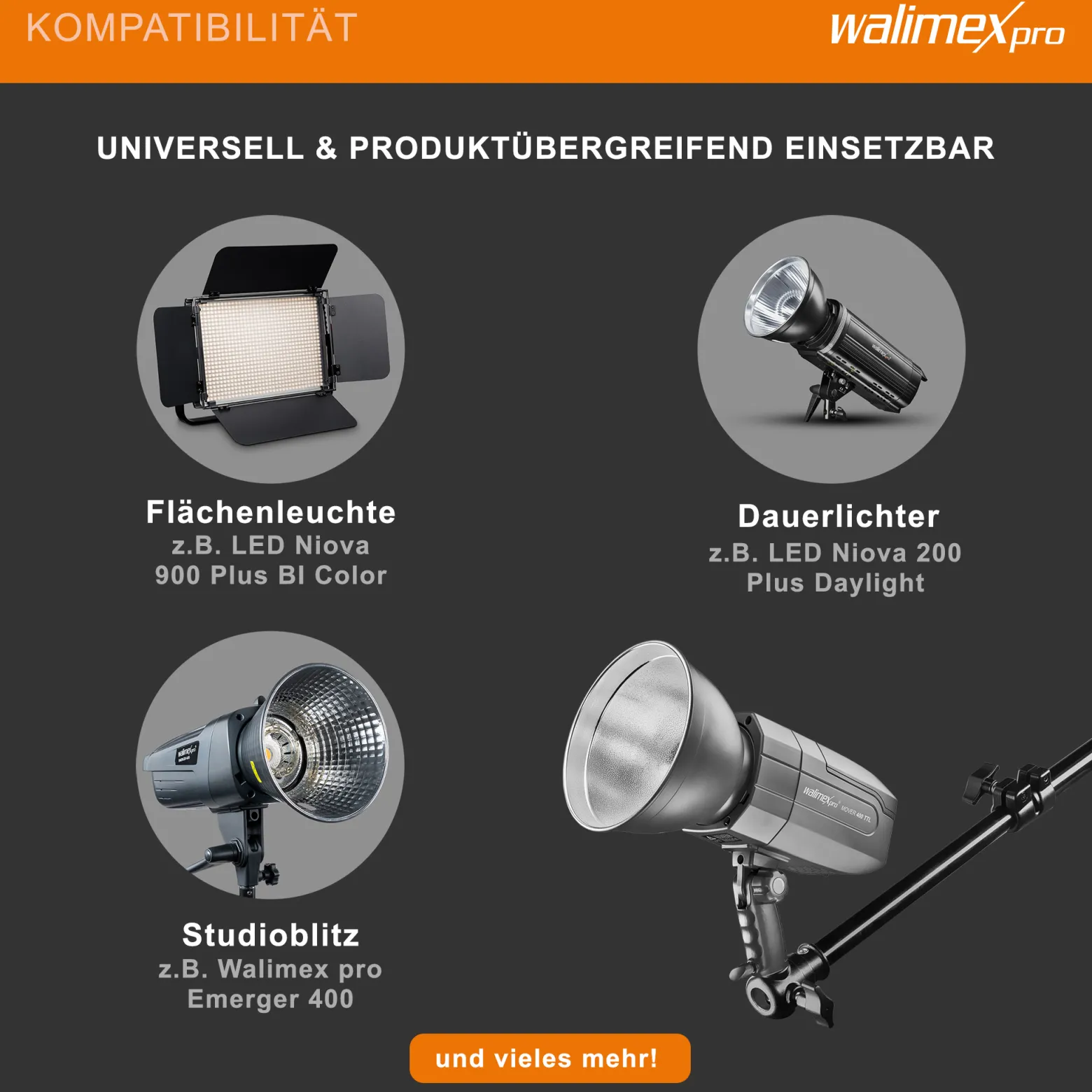 Walimex pro Deckenstativ 34-54 cm, Lichtstativ mit doppelseitigem 5/8" Spigot, Auslegerarm Halterung mit 1/4" u. 3/8" Gewinde, Lampenstativ belastbar bis 6 kg ideal für Videoleuchte, Softbox u. Kamera