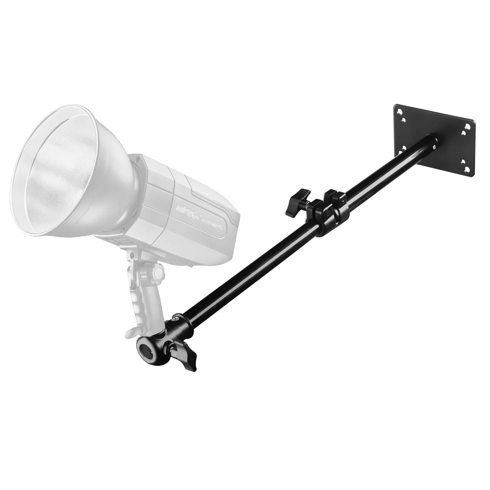 Walimex pro Deckenstativ 34-54 cm, Lichtstativ mit doppelseitigem 5/8" Spigot, Auslegerarm Halterung mit 1/4" u. 3/8" Gewinde, Lampenstativ belastbar bis 6 kg ideal für Videoleuchte, Softbox u. Kamera