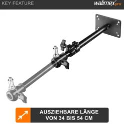 Walimex pro Deckenstativ 34-54 cm, Lichtstativ mit doppelseitigem 5/8