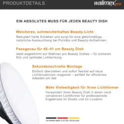 Walimex pro Diffusor für Beauty Dish Ø 40-41 cm, Lichtformer zum Aufziehen über den Reflektor, Fotozubehör ideal für Portät und Beautyfotografie