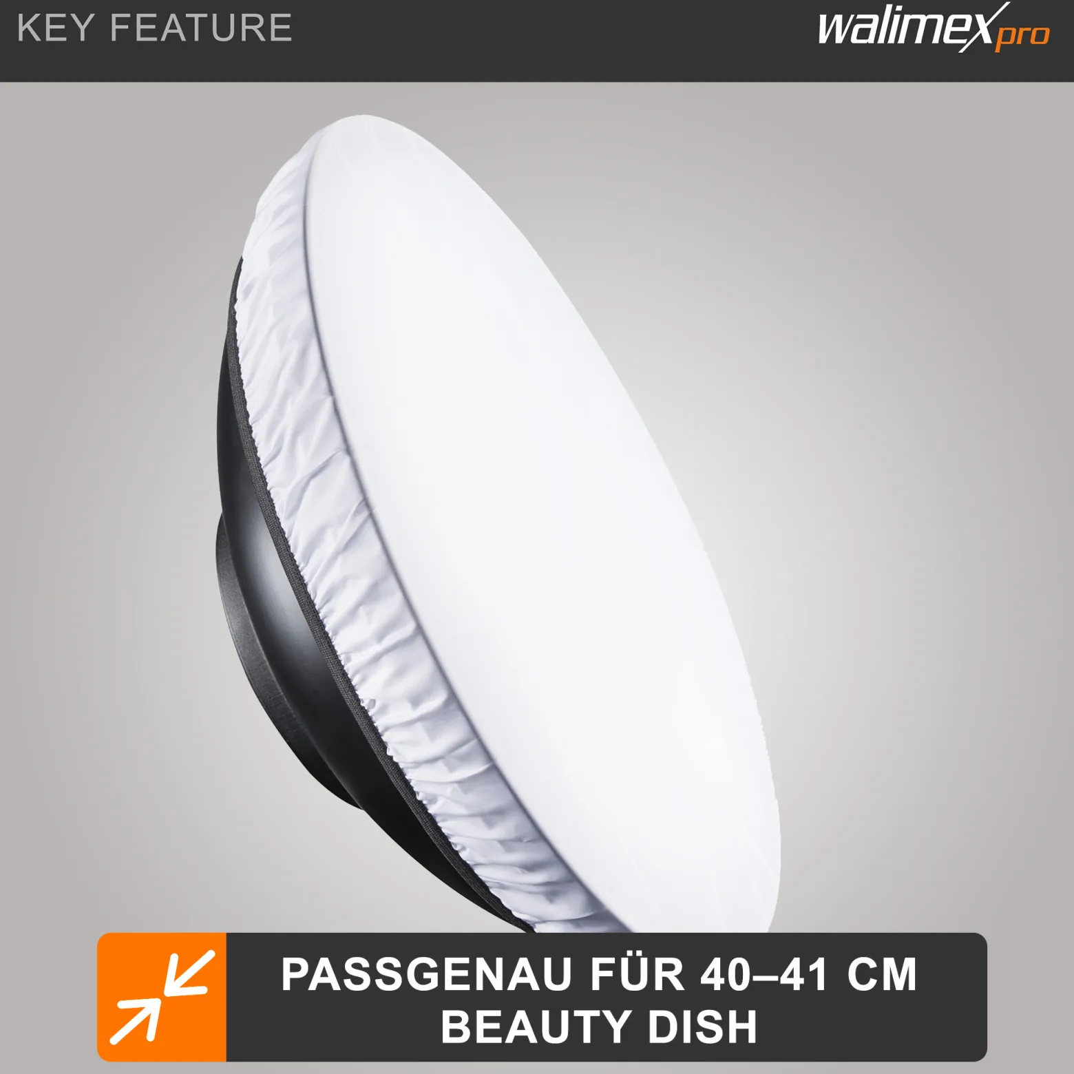 Walimex pro Diffusor für Beauty Dish Ø 40-41 cm, Lichtformer zum Aufziehen über den Reflektor, Fotozubehör ideal für Portät und Beautyfotografie