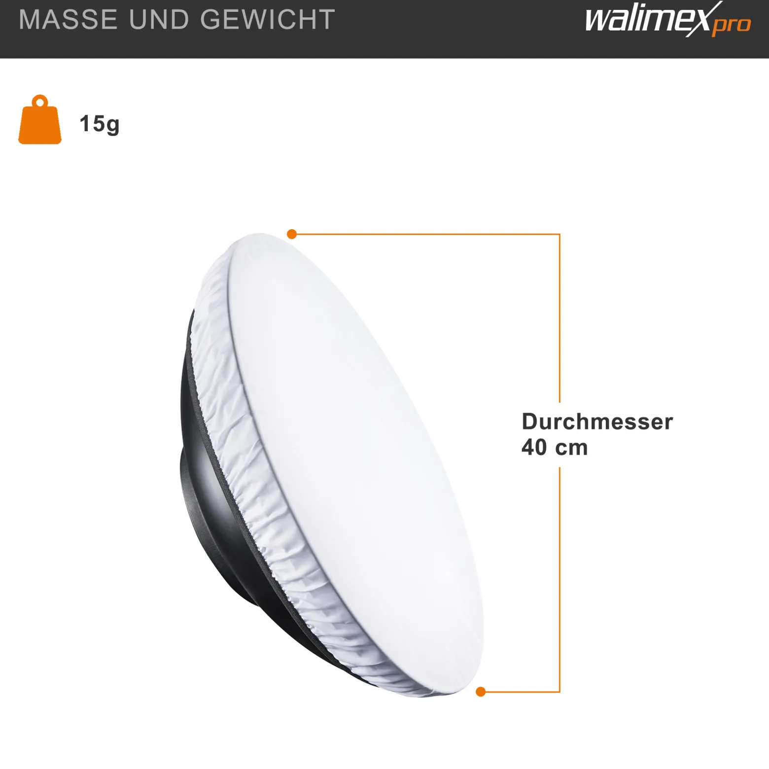 Walimex pro Diffusor für Beauty Dish Ø 40-41 cm, Lichtformer zum Aufziehen über den Reflektor, Fotozubehör ideal für Portät und Beautyfotografie